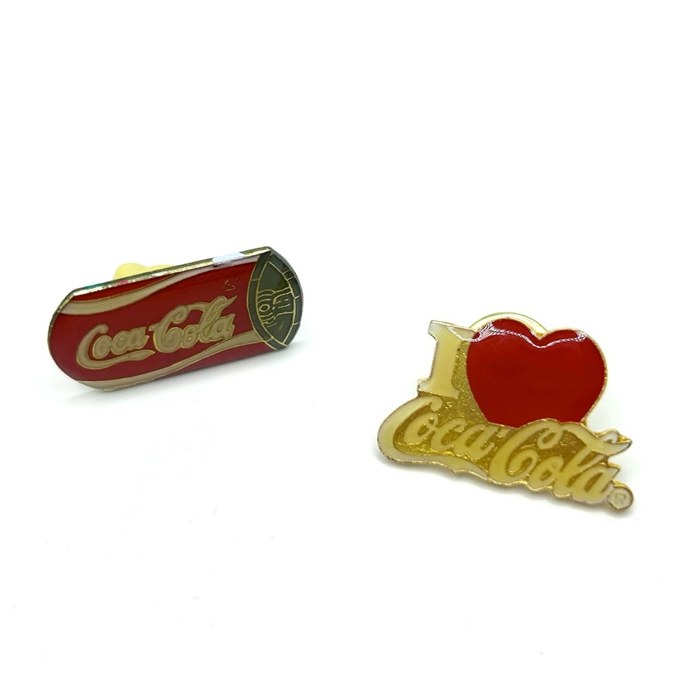 Vintage 1980s Coca-Cola Red and Gold Collectible Pins Set